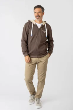 Sweatshirt aberto com capuz e bolsos