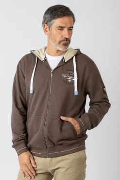 Sweatshirt aberto com capuz e bolsos