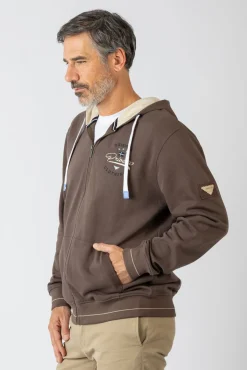 Sweatshirt aberto com capuz e bolsos