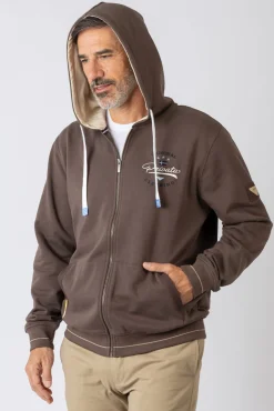 Sweatshirt aberto com capuz e bolsos