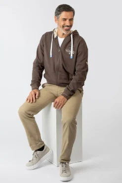 Sweatshirt aberto com capuz e bolsos