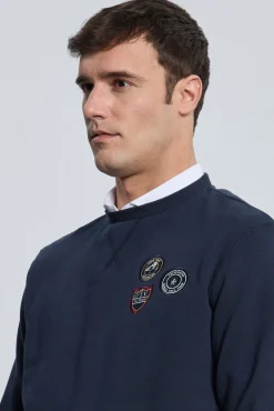 Sweatshirt azul marinho com 3 escudos