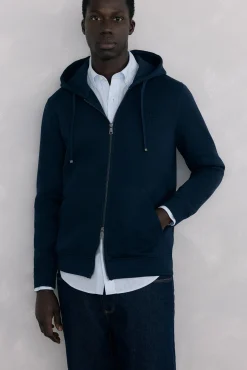Sweatshirt com capuz em tecido técnico