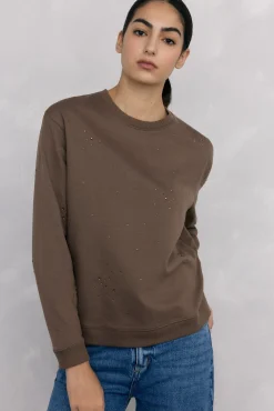 Sweatshirt com detalhe de miçangas
