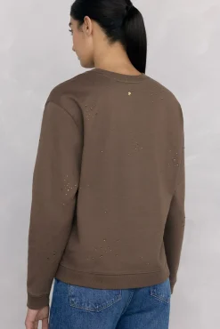 Sweatshirt com detalhe de miçangas
