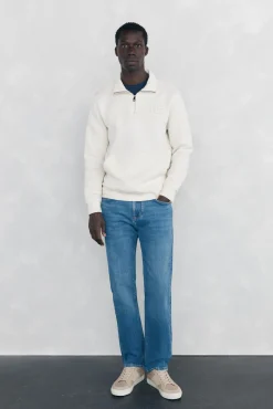 Sweatshirt com gola de fecho-éclair em tecido técnico