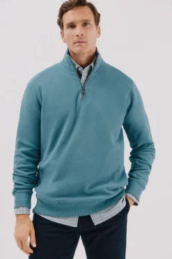 Sweatshirt com gola e fecho-éclair