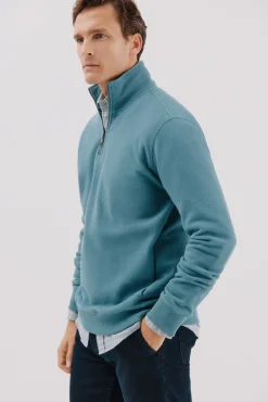 Sweatshirt com gola e fecho-éclair