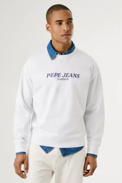 Sweatshirt com gola redonda , logo frontal e estampado nas costas.