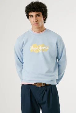 Sweatshirt com gola redonda , logo e estampado.