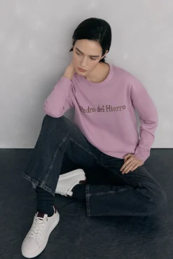 Sweatshirt com logo de strass