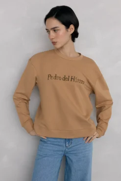 Sweatshirt com logo de strass