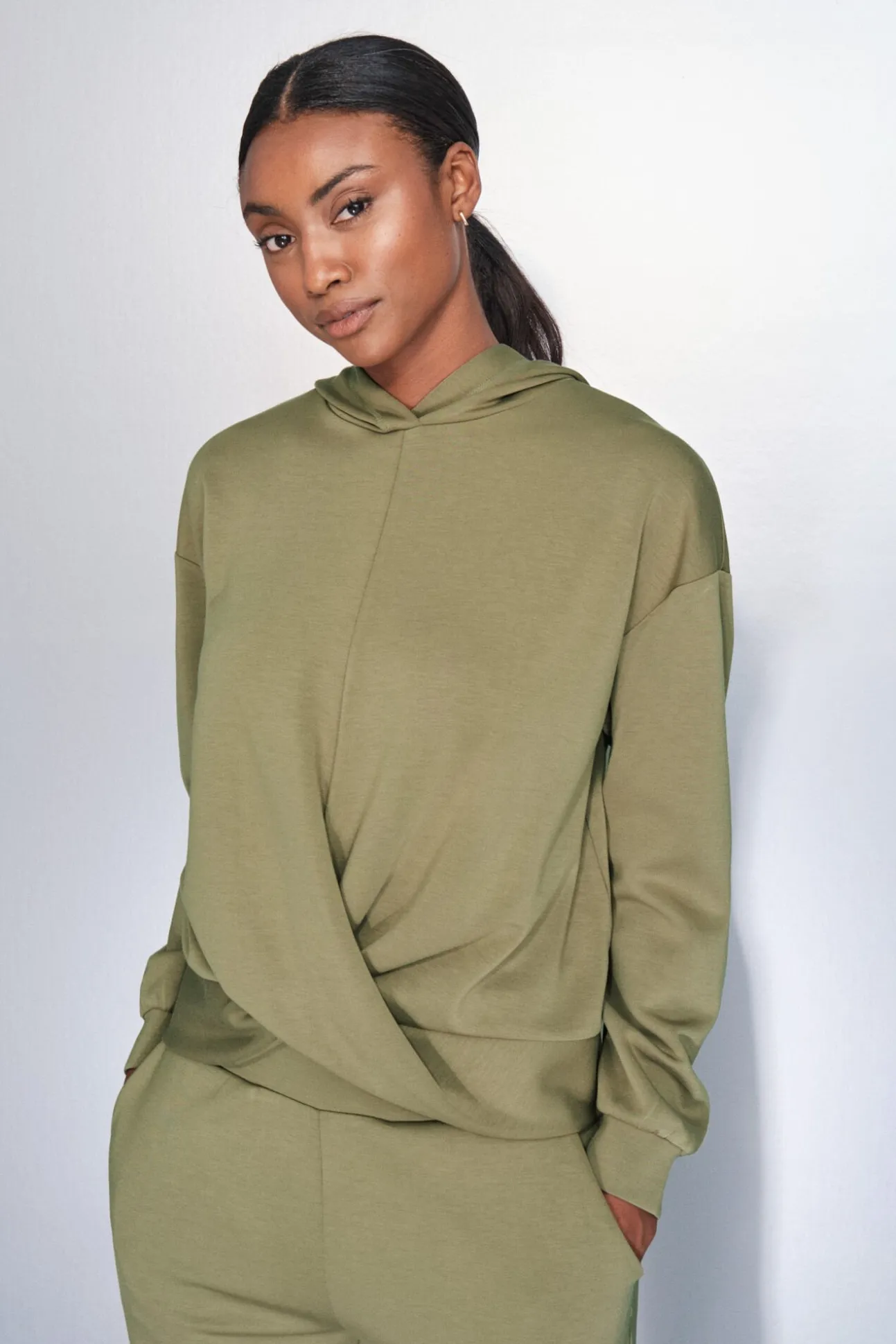 Sweatshirt cáqui drapeado