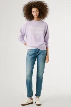 Sweatshirt de manga comprida com logo bordado na frente