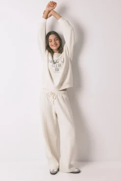 Sweatshirt de pelúcia de algodão branco