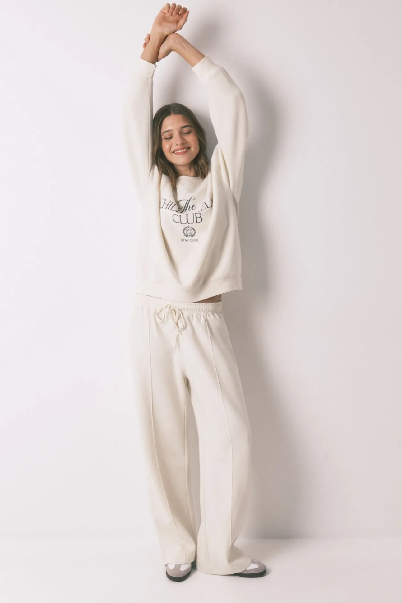Sweatshirt de pelúcia de algodão branco