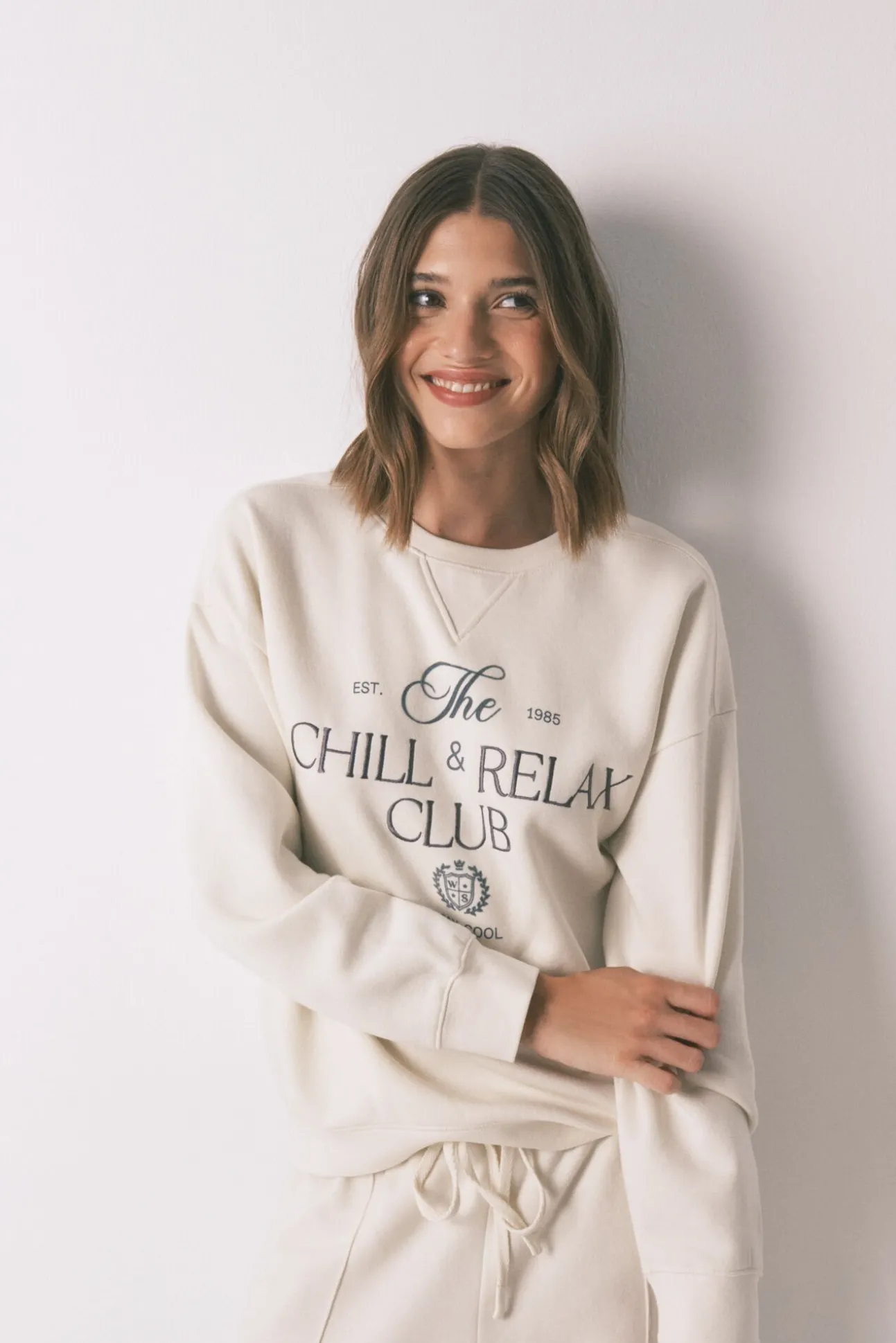 Sweatshirt de pelúcia de algodão branco