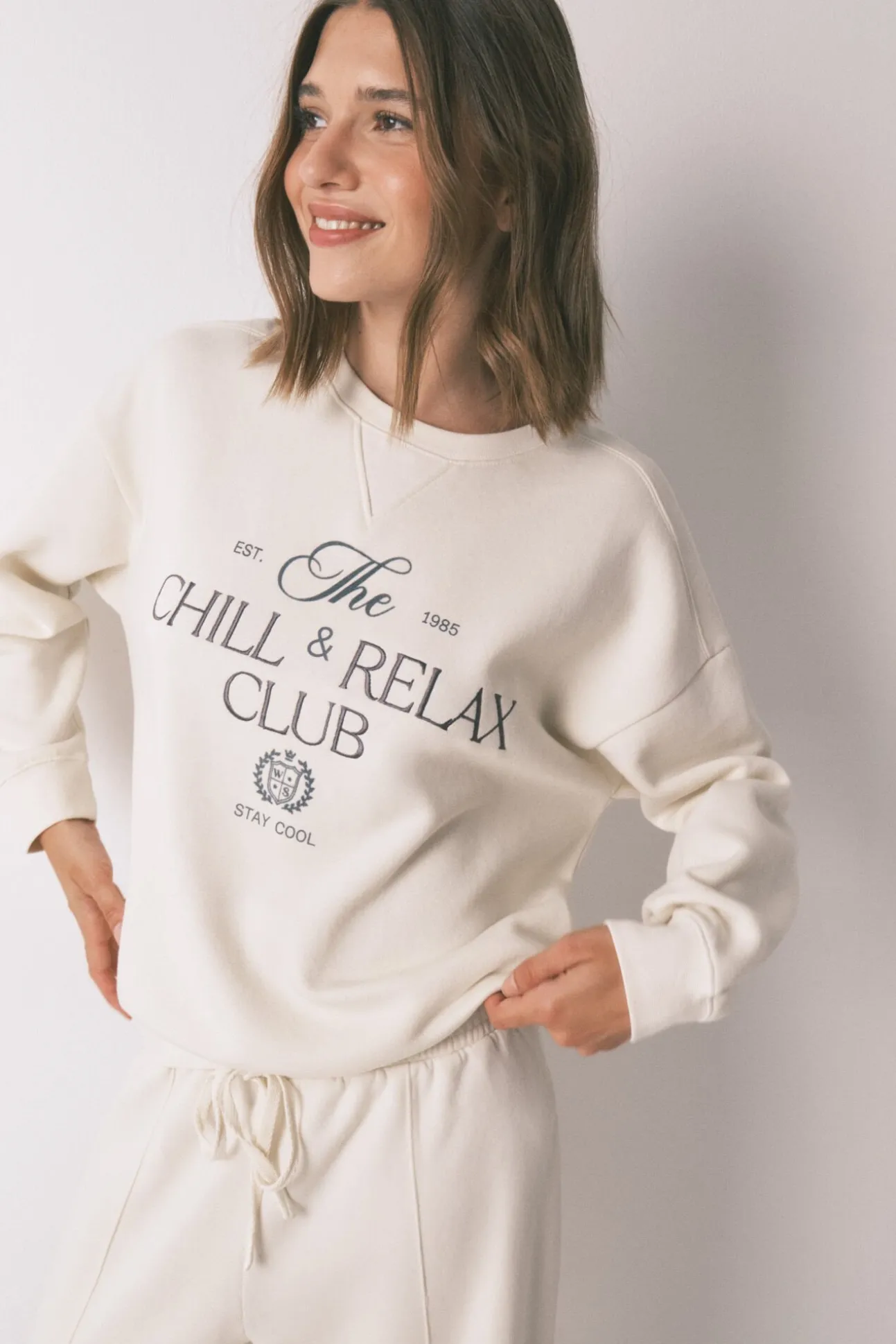 Sweatshirt de pelúcia de algodão branco