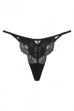 Tanga de renda lurex preta