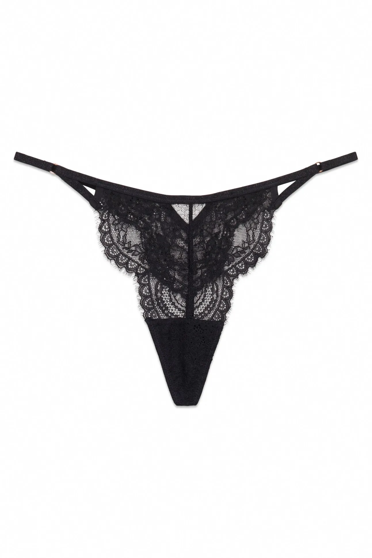 Tanga de renda lurex preta
