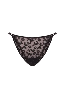 Tanga de tule bordado metálico preto