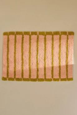 Tapete de banho riscas rosa Saturn