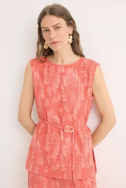 Top com fivela jacquard