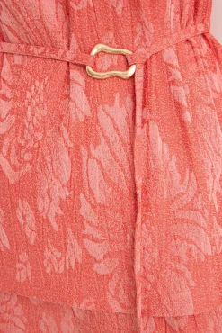 Top com fivela jacquard