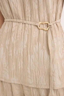 Top com fivela jacquard