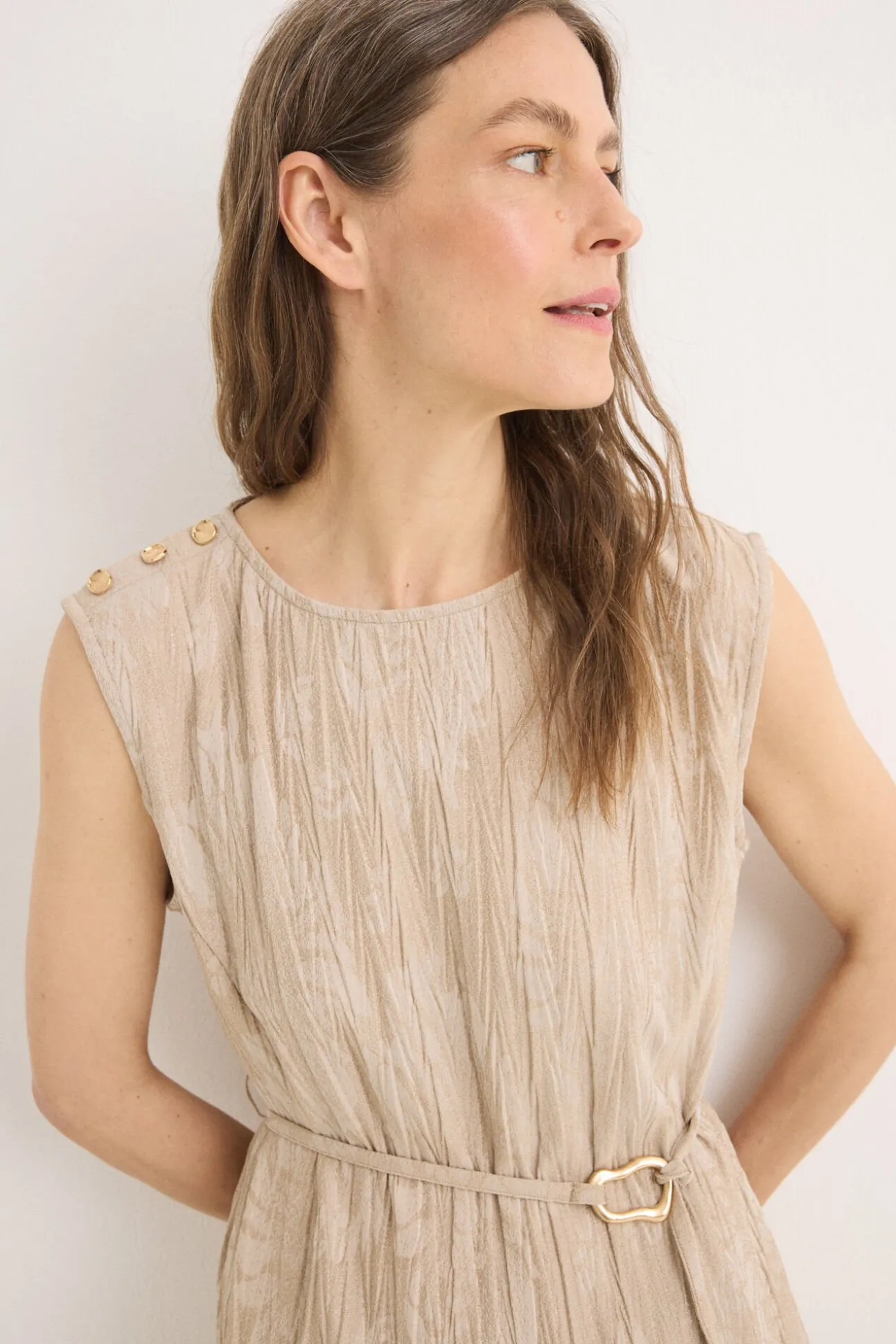 Top com fivela jacquard