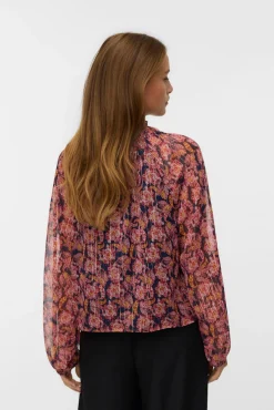 Top de chiffon de manga comprida