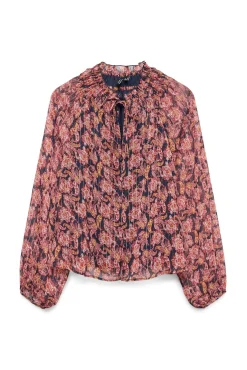 Top de chiffon de manga comprida