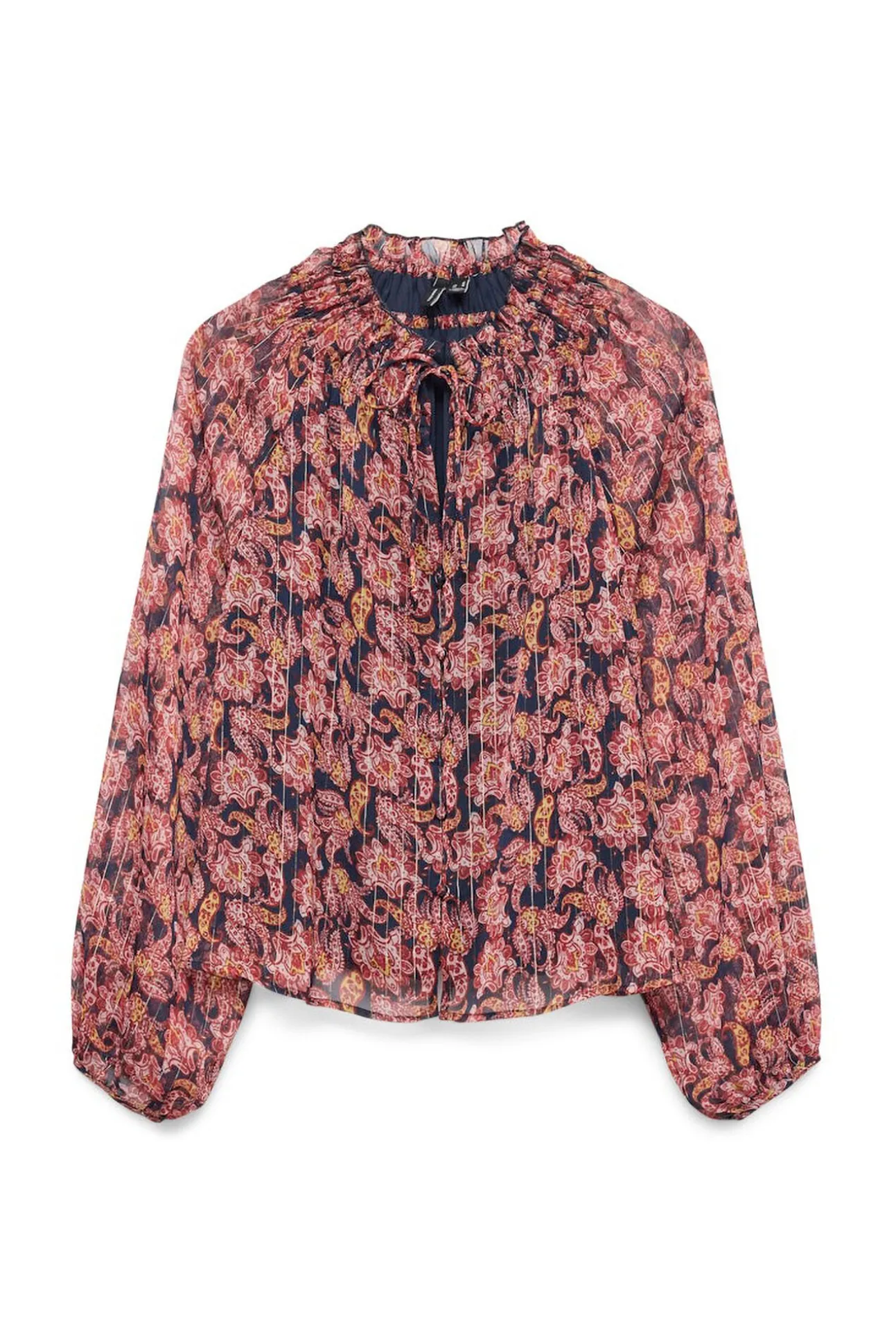 Top de chiffon de manga comprida