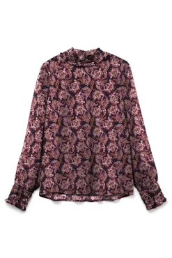 Top de chiffon de manga comprida Curve