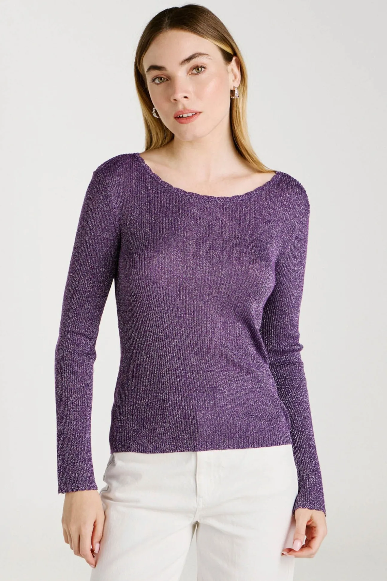Top de malha reversível com lurex
