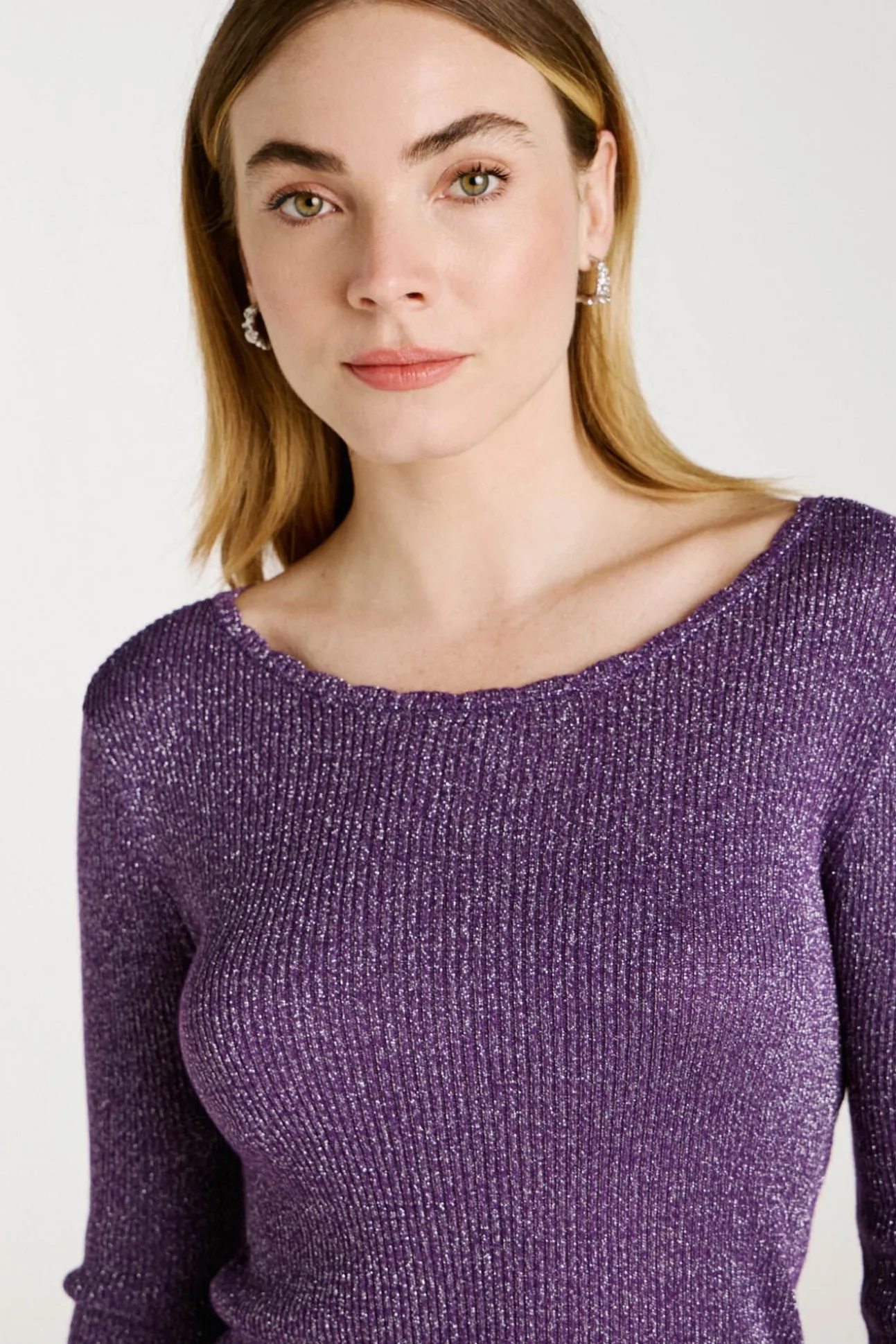 Top de malha reversível com lurex