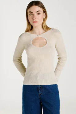 Top de malha reversível com lurex