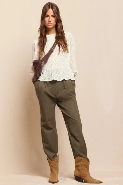 Top estampado franzido