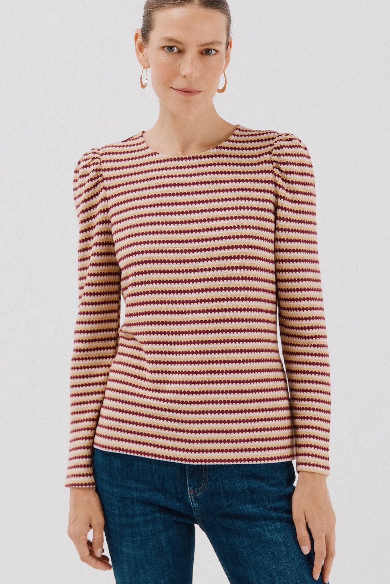 Top estruturado riscas multicolor
