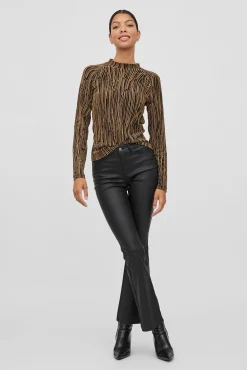 Top manga longa com lurex