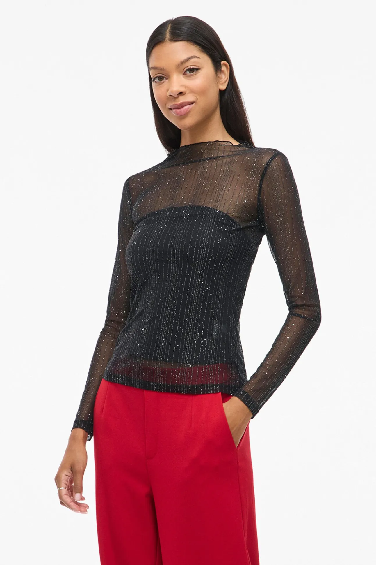 Top transparente com glitter