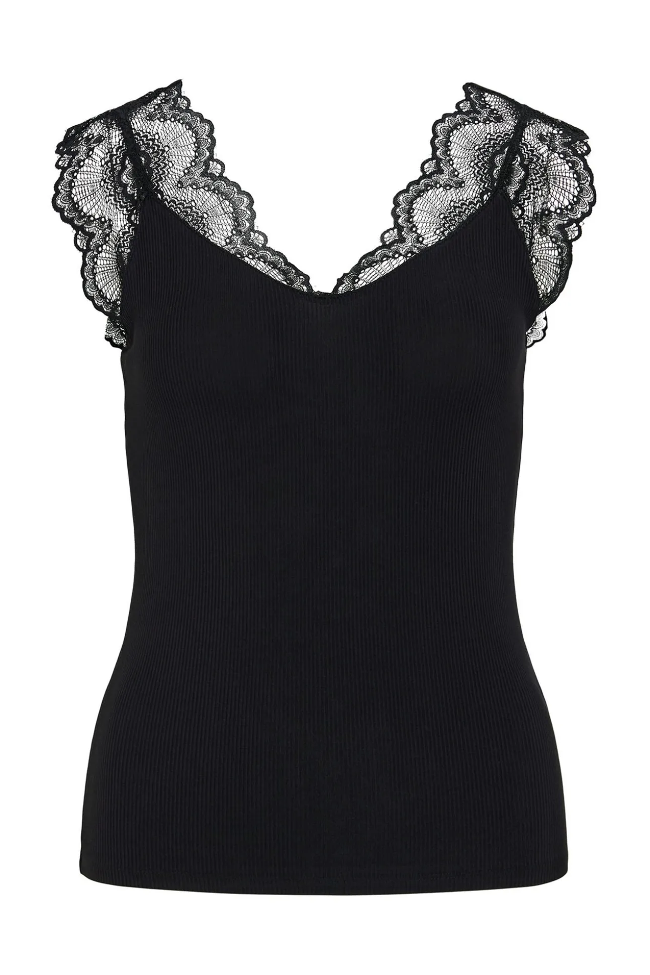 T-shirt canelada com renda