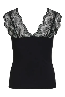 T-shirt canelada com renda