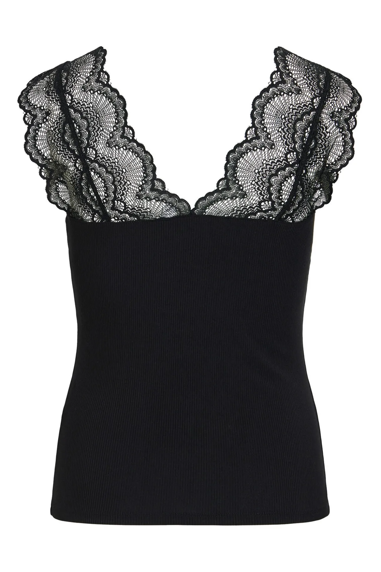 T-shirt canelada com renda
