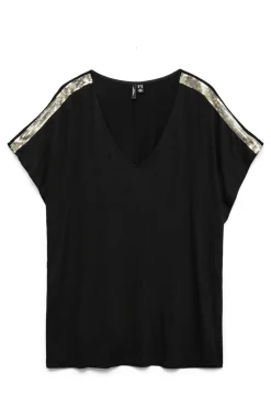 T-shirt com detalhes em paetês plus size