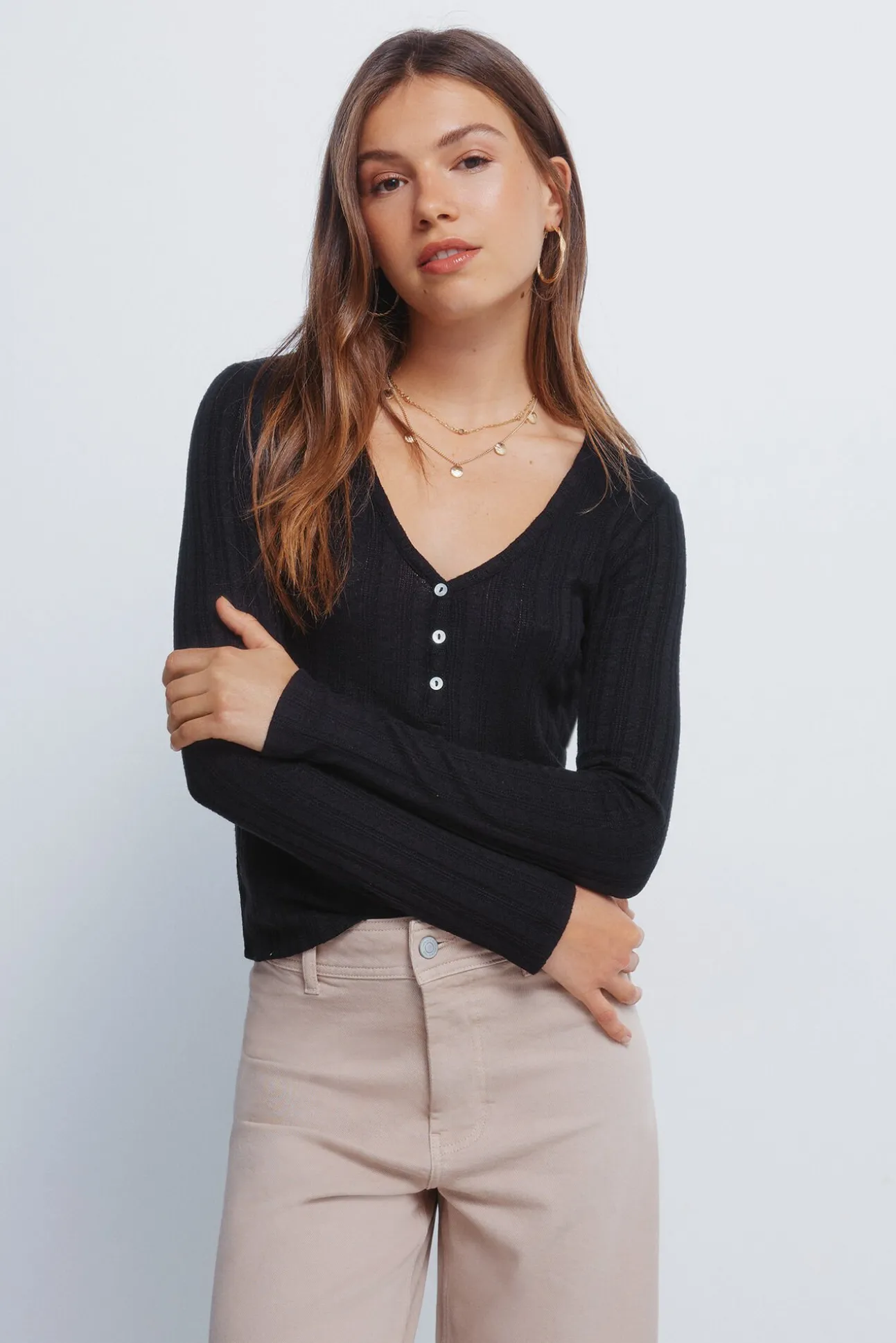 T-shirt de malha com corte Baker