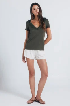 T-shirt decote crochet