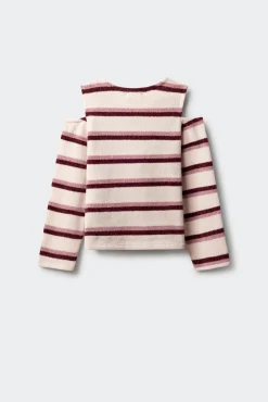 T-shirt feminina de chenille com ombros descobertos