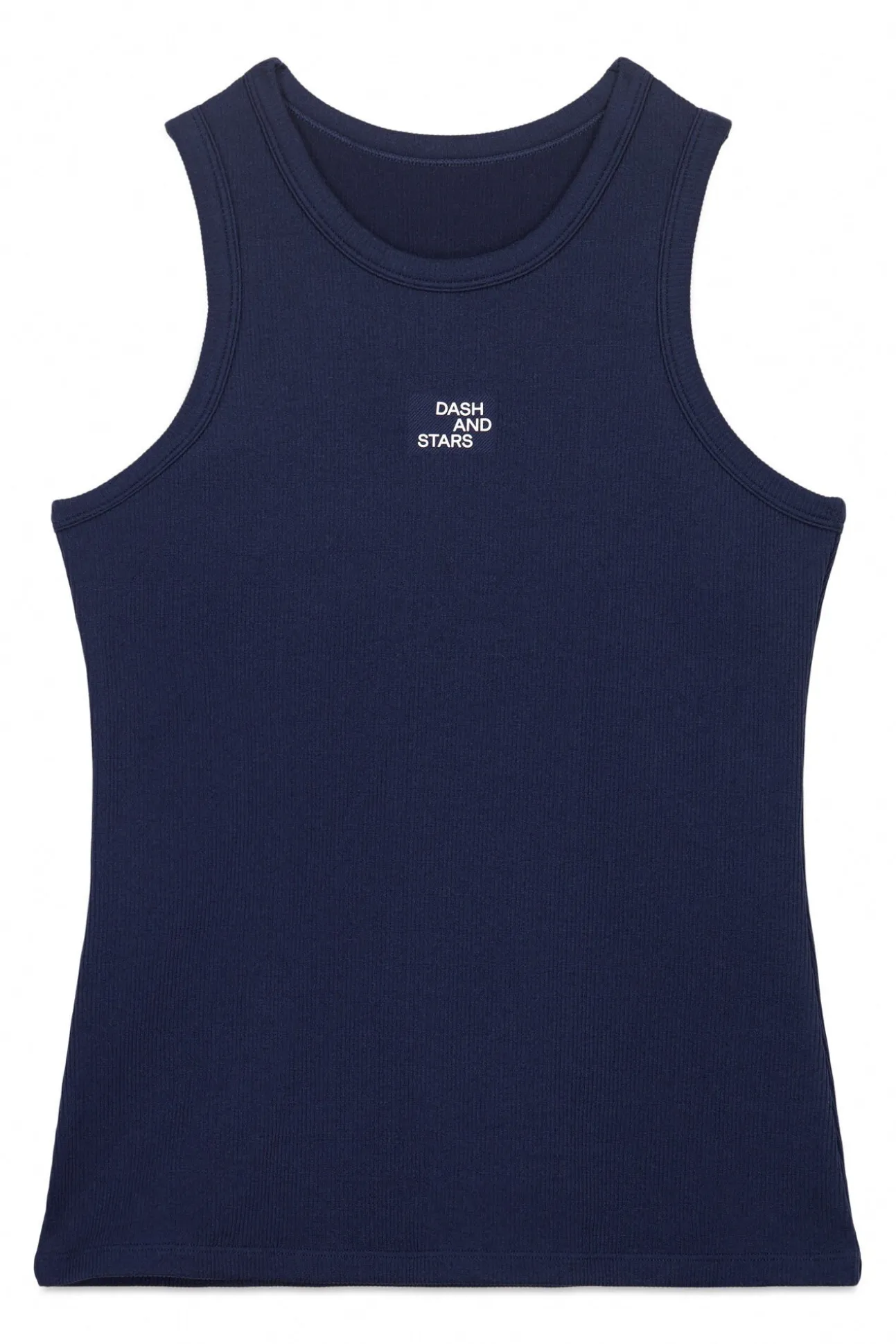 T-shirt halter de algodão canelado azul