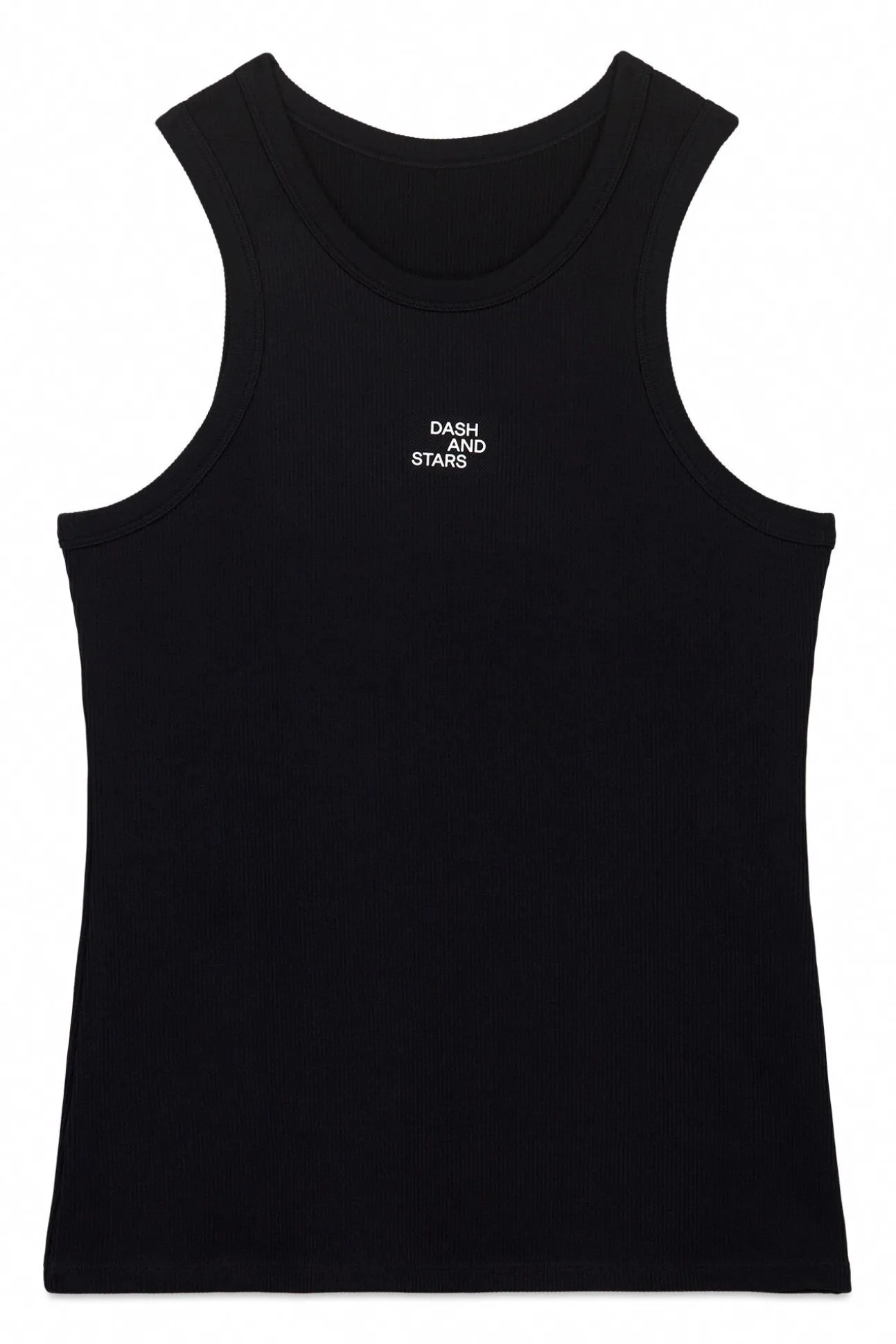T-shirt halter preto de algodão canelado